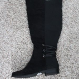 NIB Lane Bryant Black Suede Wide Calf Boot SZ 11